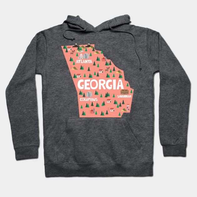 Georgia illustrated map Hoodie by JunkyDotCom